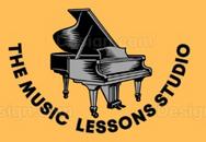 Logo of The Music Lessons Studio with a grand piano illustration.